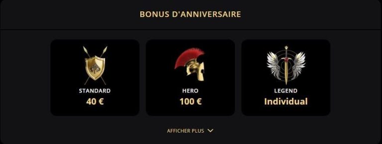 Lex Casino bonus anniversaire